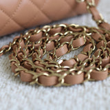 Chanel Dark Beige Lambskin Mini Rectangle with Light Gold Hardware