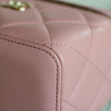 Chanel Pink Lambskin Vanity on Chain with Light Gold Hardware