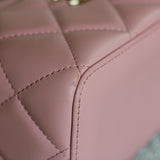 Chanel Pink Lambskin Vanity on Chain with Light Gold Hardware