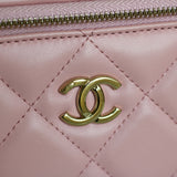 Chanel Pink Lambskin Vanity on Chain with Light Gold Hardware