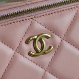 Chanel Pink Lambskin Vanity on Chain with Light Gold Hardware