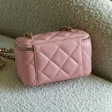 Chanel Pink Lambskin Vanity on Chain with Light Gold Hardware
