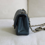 Chanel Pearly Petroleum Blue Caviar Mini Rectangle with Gold Hardware