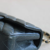 Chanel Pearly Petroleum Blue Caviar Mini Rectangle with Gold Hardware