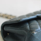 Chanel Pearly Petroleum Blue Caviar Mini Rectangle with Gold Hardware