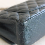 Chanel Pearly Petroleum Blue Caviar Mini Rectangle with Gold Hardware