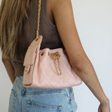 Chanel Light Pink Caviar Mini 25 Hobo Bag with Aged Gold Hardware