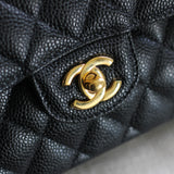 Chanel Black Caviar Small Classic Flap with Gold Hardware