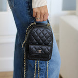 Chanel 24C Black Caviar Mini Backpack with Light Gold Hardware (Pending)