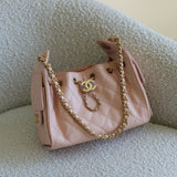 Chanel Light Pink Caviar Mini 25 Hobo Bag with Aged Gold Hardware