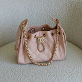 Chanel Light Pink Caviar Mini 25 Hobo Bag with Aged Gold Hardware
