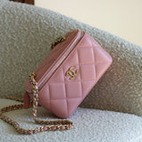 Chanel Pink Lambskin Vanity on Chain with Light Gold Hardware