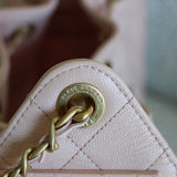Chanel Light Pink Caviar Mini 25 Hobo Bag with Aged Gold Hardware