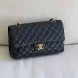 Vintage Chanel Black Caviar Medium Classic Flap with 24k Gold Hardware