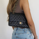 Vintage Chanel Black Caviar Medium Classic Flap with 24k Gold Hardware