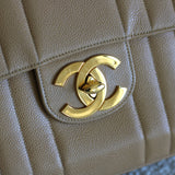 Vintage Chanel Dark Beige Caviar Jumbo with 24k Gold Hardware