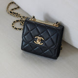 Chanel Black Lambskin Mini Trendy with Light Gold Hardware