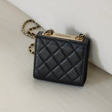 Chanel Black Lambskin Mini Trendy with Light Gold Hardware