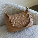 Vintage Chanel Dark Beige Caviar Shoulder Bag with 24k Gold Hardware