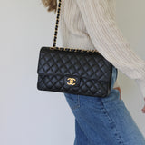 Vintage Chanel Black Caviar Medium Classic Flap with 24k Gold Hardware