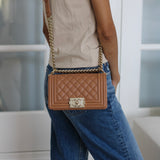 Chanel 21K Caramel Caviar Small Boy with Light Gold Hardware (Pending)