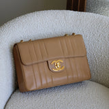 Vintage Chanel Dark Beige Caviar Jumbo with 24k Gold Hardware