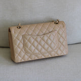 Chanel 19S Iridescent Beige Caviar Medium Classic Flap with Light Gold Hardware