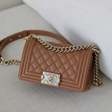 Chanel 21K Caramel Caviar Small Boy with Light Gold Hardware (Pending)