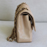 Chanel 19S Iridescent Beige Caviar Medium Classic Flap with Light Gold Hardware