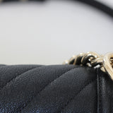 Chanel 20A Black Chevron Caviar Small Boy with Light Gold Hardware