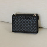 Saint Laurent Black Grain de Poudre Triquilt Envelope Flap with Silver Hardware