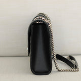 Saint Laurent Black Grain de Poudre Triquilt Envelope Flap with Silver Hardware