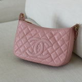 Vintage Chanel Sakura Pink Caviar Shoulder Bag with Gold Hardware