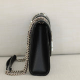 Saint Laurent Black Grain de Poudre Triquilt Envelope Flap with Silver Hardware