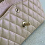 Chanel 19S Iridescent Beige Caviar Medium Classic Flap with Light Gold Hardware