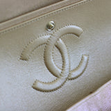 Chanel 19S Iridescent Beige Caviar Medium Classic Flap with Light Gold Hardware