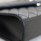 Saint Laurent Black Grain de Poudre Triquilt Envelope Flap with Silver Hardware