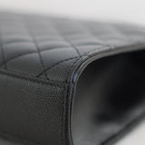 Saint Laurent Black Grain de Poudre Triquilt Envelope Flap with Silver Hardware