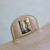 Chanel 19S Iridescent Beige Caviar Medium Classic Flap with Light Gold Hardware