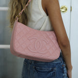 Vintage Chanel Sakura Pink Caviar Shoulder Bag with Gold Hardware
