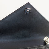 Saint Laurent Black Grain de Poudre Triquilt Envelope Flap with Silver Hardware