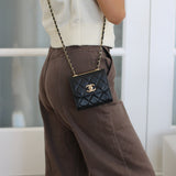 Chanel Black Lambskin Mini Trendy with Light Gold Hardware