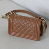 Chanel 21K Caramel Caviar Small Boy with Light Gold Hardware (Pending)