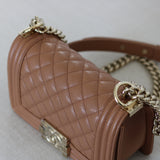 Chanel 21K Caramel Caviar Small Boy with Light Gold Hardware (Pending)
