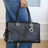 Vintage Dior Black Calfskin Large East West Lady Dior with Silver Hardware