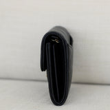 Chanel Black Caviar Card Holder on Chain with Light Gold Hardware