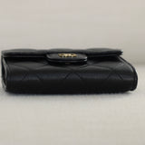 Chanel Black Caviar Card Holder on Chain with Light Gold Hardware