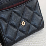 Chanel Black Caviar Card Holder on Chain with Light Gold Hardware