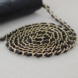 Chanel Black Caviar Card Holder on Chain with Light Gold Hardware