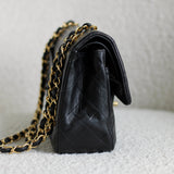 Vintage Chanel Black Lambskin Small Classic Flap with 24k Gold Hardware